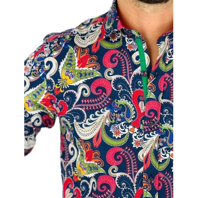 GUISEPPE LUIGI Koszula męska GL47 niebieska, kwiaty, kolorowa, paislay | Sklep GriShop.eu | Koszule