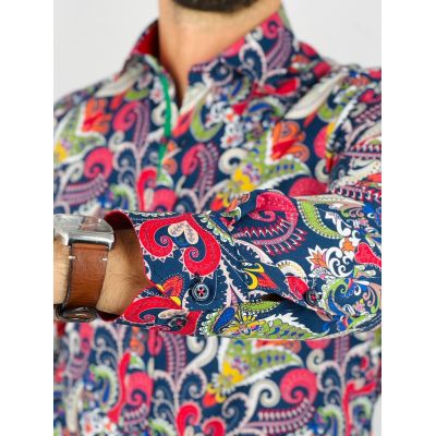 GUISEPPE LUIGI Koszula męska GL47 niebieska, kwiaty, kolorowa, paislay | Sklep GriShop.eu | Koszule