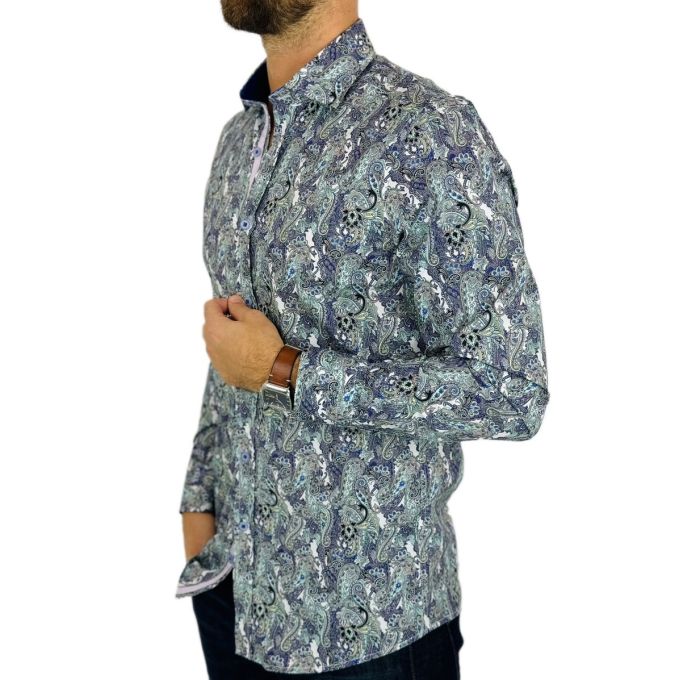 GUISEPPE LUIGI Koszula męska GL52 paisley fiolet niebieski | Sklep GriShop.eu | Koszule
