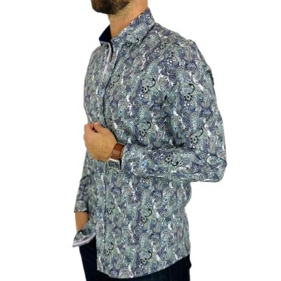 GUISEPPE LUIGI Koszula męska GL52 paisley fiolet niebieski | Sklep GriShop.eu | Koszule