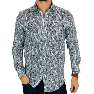 GUISEPPE LUIGI Koszula męska GL52 paisley fiolet niebieski | Sklep GriShop.eu | Koszule
