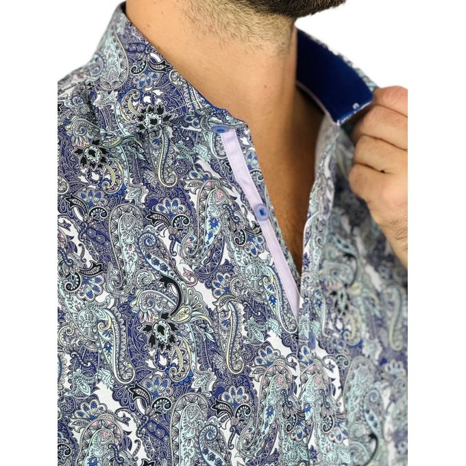 GUISEPPE LUIGI Koszula męska GL52 paisley fiolet niebieski | Sklep GriShop.eu | Koszule