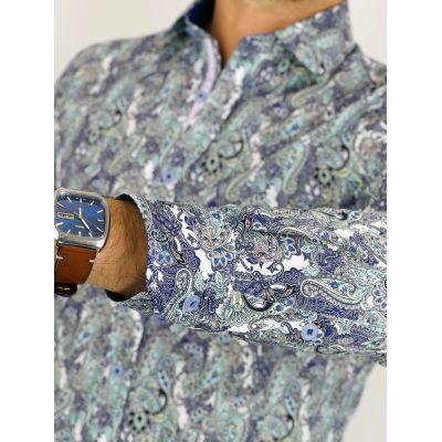 GUISEPPE LUIGI Koszula męska GL52 paisley fiolet niebieski | Sklep GriShop.eu | Koszule