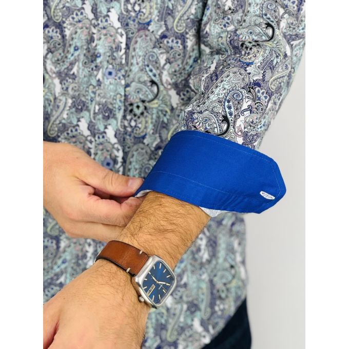 GUISEPPE LUIGI Koszula męska GL52 paisley fiolet niebieski | Sklep GriShop.eu | Koszule