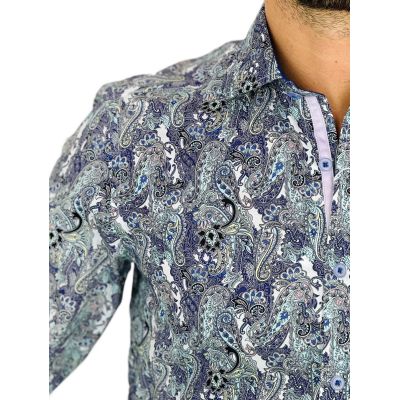 GUISEPPE LUIGI Koszula męska GL52 paisley fiolet niebieski | Sklep GriShop.eu | Koszule