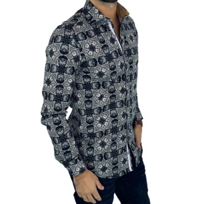 GUISEPPE LUIGI Koszula męska GL51 biała, kwiaty | Sklep GriShop.eu | Koszule