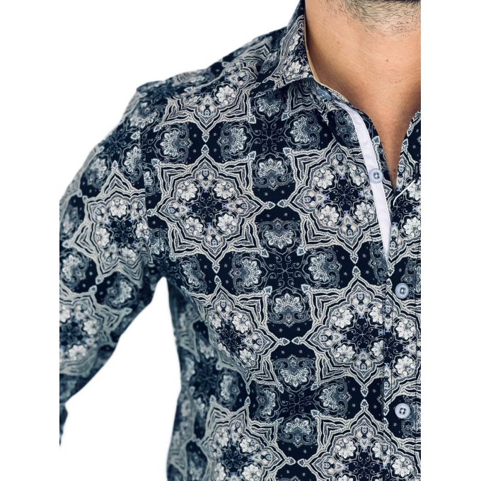 GUISEPPE LUIGI Koszula męska GL51 biała, kwiaty | Sklep GriShop.eu | Koszule