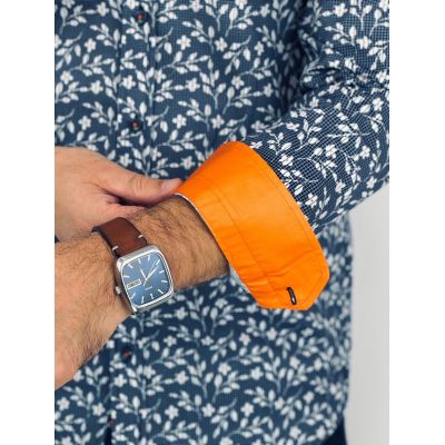 GUISEPPE LUIGI Koszula męska GL53 granatowa, kwiaty, w kratę | Sklep GriShop.eu | Koszule