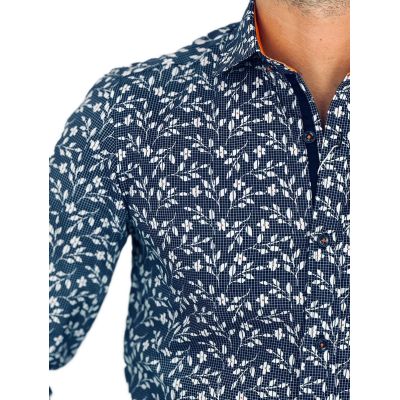 GUISEPPE LUIGI Koszula męska GL53 granatowa, kwiaty, w kratę | Sklep GriShop.eu | Koszule