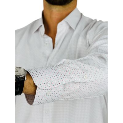 DANIEL BESSI Koszula męska fb088 biała, drobny wzór, efekt jedwabiu | Sklep GriShop.eu | Koszule