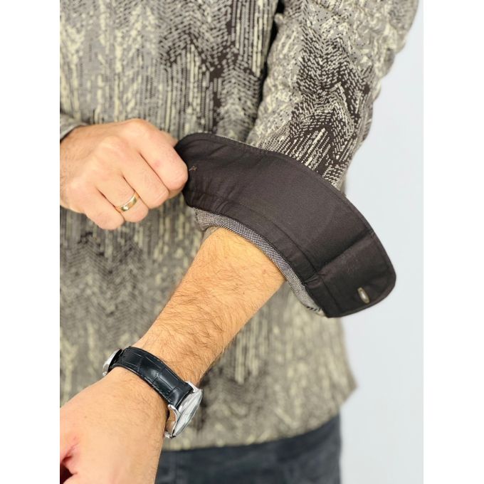 DANIEL BESSI longsleeve męski sweter polo z długim rękawem fb010 brązowy, beżowy | Sklep GriShop.eu | Koszulki z długim rękawem