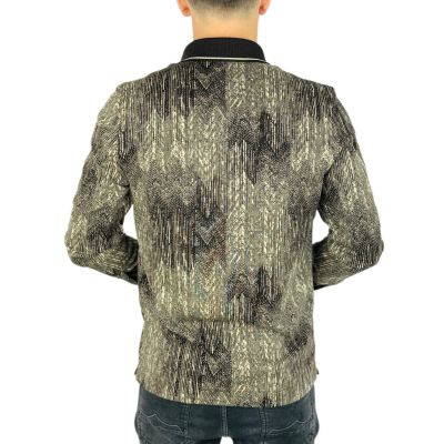 DANIEL BESSI longsleeve męski sweter polo z długim rękawem fb010 brązowy, beżowy | Sklep GriShop.eu | Koszulki z długim rękawem