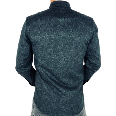 GIOVANNI PERA Koszula męska K017 Czarna, grafit, kwiaty | Sklep GriShop.eu | Koszule