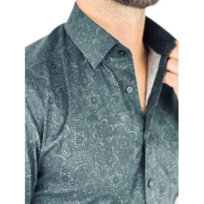 GIOVANNI PERA Koszula męska K017 Czarna, grafit, kwiaty | Sklep GriShop.eu | Koszule