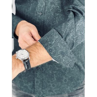 GIOVANNI PERA Koszula męska K017 Czarna, grafit, kwiaty | Sklep GriShop.eu | Koszule