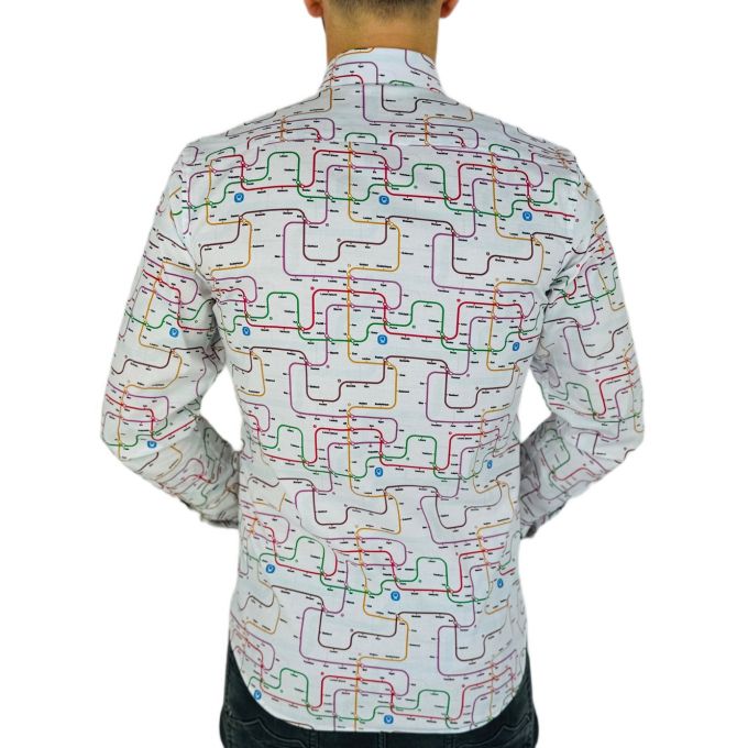 GIOVANNI PERA Koszula męska K014 Biała, Kolorowa, Mapa, Metro | Sklep GriShop.eu | Koszule