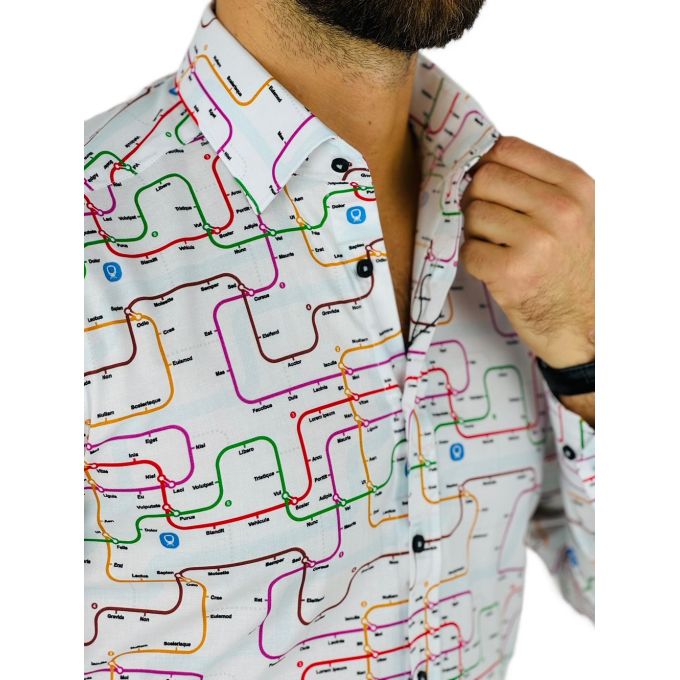 GIOVANNI PERA Koszula męska K014 Biała, Kolorowa, Mapa, Metro | Sklep GriShop.eu | Koszule