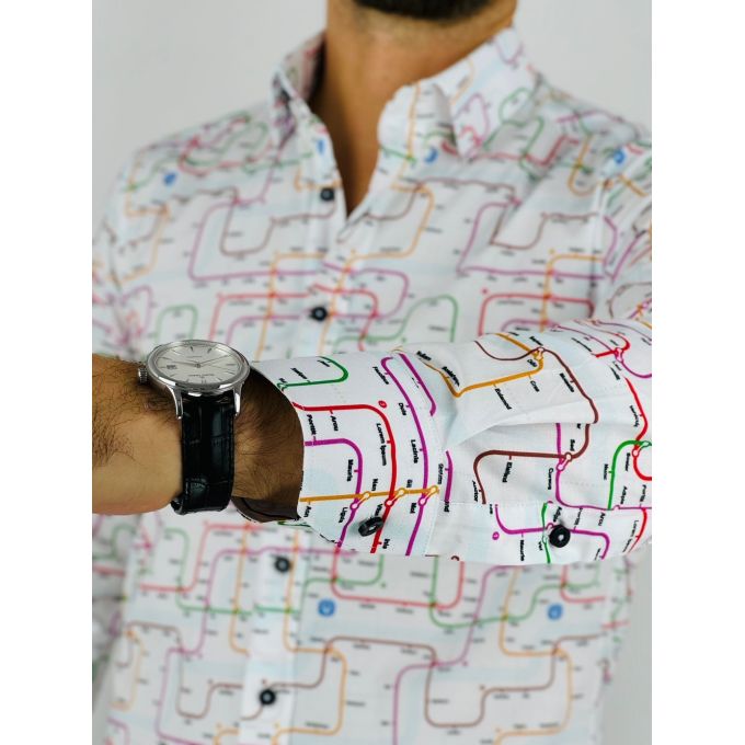 GIOVANNI PERA Koszula męska K014 Biała, Kolorowa, Mapa, Metro | Sklep GriShop.eu | Koszule