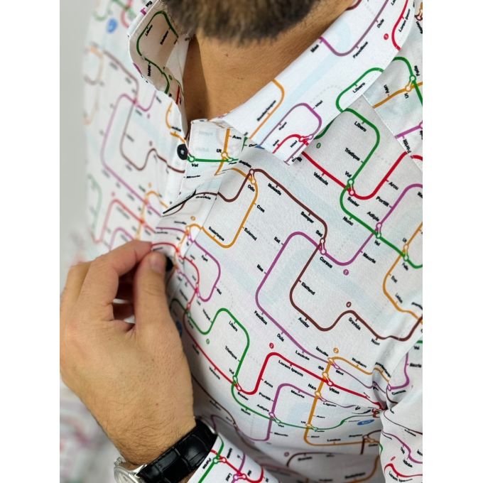 GIOVANNI PERA Koszula męska K014 Biała, Kolorowa, Mapa, Metro | Sklep GriShop.eu | Koszule