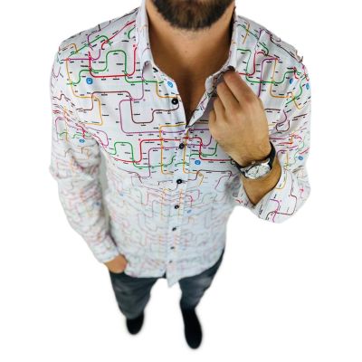 GIOVANNI PERA Koszula męska K014 Biała, Kolorowa, Mapa, Metro | Sklep GriShop.eu | Koszule