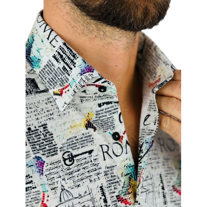 GIOVANNI PERA Koszula męska K013 Gazeta, Roma, Vintage, Rzym, Włochy | Sklep GriShop.eu | Koszule