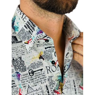 GIOVANNI PERA Koszula męska K013 Gazeta, Roma, Vintage, Rzym, Włochy | Sklep GriShop.eu | Koszule