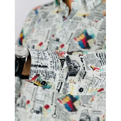 GIOVANNI PERA Koszula męska K013 Gazeta, Roma, Vintage, Rzym, Włochy | Sklep GriShop.eu | Koszule