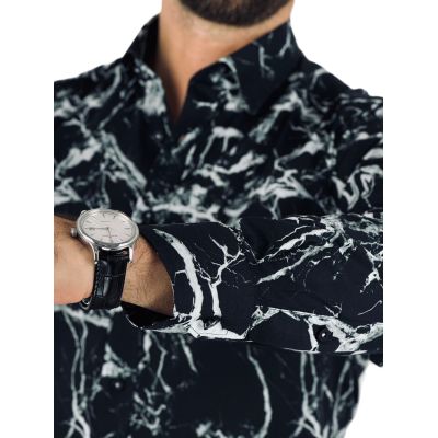 GIOVANNI PERA Koszula męska K015 Czarna/biała marmur | Sklep GriShop.eu | Koszule