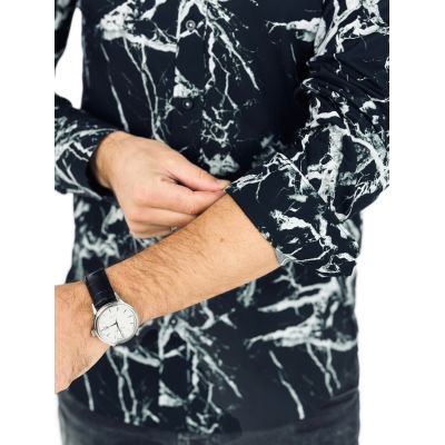 GIOVANNI PERA Koszula męska K015 Czarna/biała marmur | Sklep GriShop.eu | Koszule