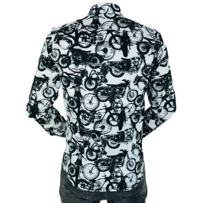 GIOVANNI PERA Koszula męska K011 Biała, czarna, motory, zegary | Sklep GriShop.eu | Koszule