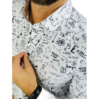 GIOVANNI PERA Koszula męska K018 Einstein, biała, czarna, nauka | Sklep GriShop.eu | Koszule