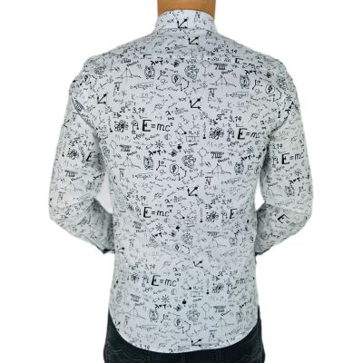 GIOVANNI PERA Koszula męska K018 Einstein, biała, czarna, nauka | Sklep GriShop.eu | Koszule