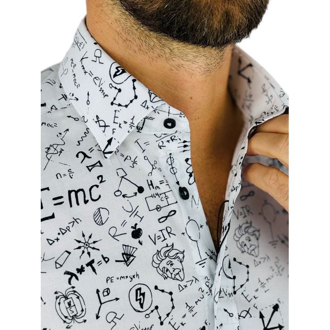 GIOVANNI PERA Koszula męska K018 Einstein, biała, czarna, nauka | Sklep GriShop.eu | Koszule