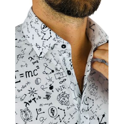 GIOVANNI PERA Koszula męska K018 Einstein, biała, czarna, nauka | Sklep GriShop.eu | Koszule