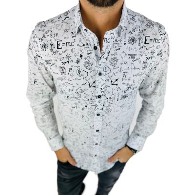 GIOVANNI PERA Koszula męska K018 Einstein, biała, czarna, nauka | Sklep GriShop.eu | Koszule