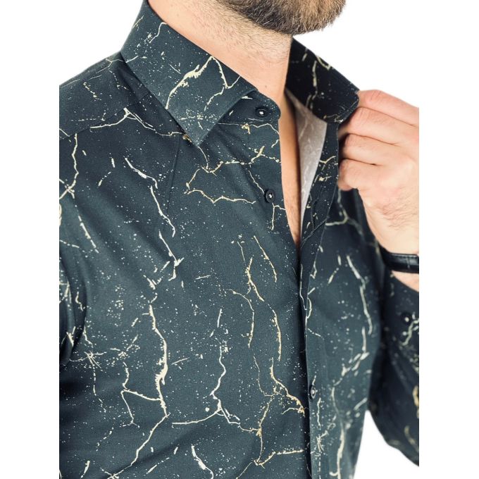 GIOVANNI PERA Koszula męska K020 Czarna, złota, szkło, ekskluzywna | Sklep GriShop.eu | Koszule