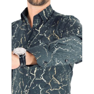 GIOVANNI PERA Koszula męska K020 Czarna, złota, szkło, ekskluzywna | Sklep GriShop.eu | Koszule