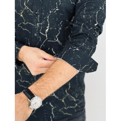 GIOVANNI PERA Koszula męska K020 Czarna, złota, szkło, ekskluzywna | Sklep GriShop.eu | Koszule