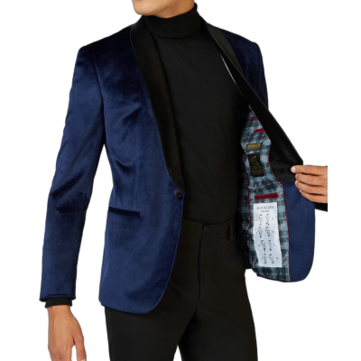 OPPOSUITS Marynarka męska MO5 granatowa, aksamit, ekskluzywna, DINNER JACKET - DEEP BLUE | Sklep GriShop.eu | Strona główna