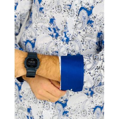 GUISEPPE LUIGI Koszula męska GL58 biała, niebieska, paisley, kwiaty | Sklep GriShop.eu | Koszule