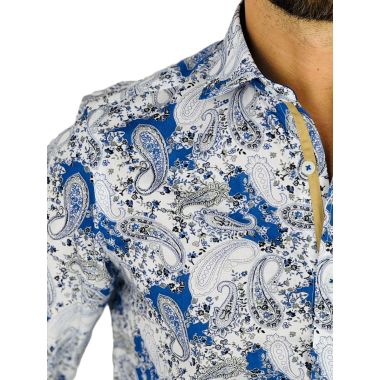GUISEPPE LUIGI Koszula męska GL58 biała, niebieska, paisley, kwiaty | Sklep GriShop.eu | Koszule 2