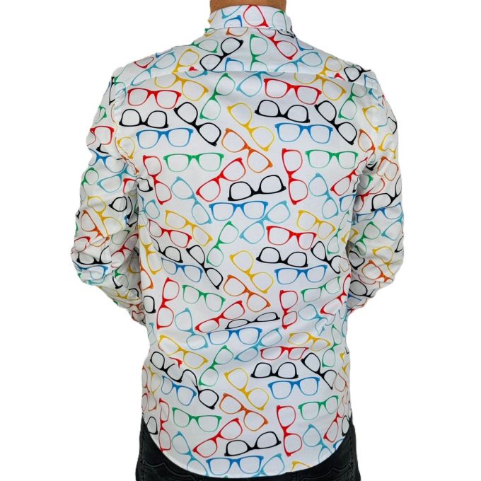GIOVANNI PERA Koszula męska GP368 biała, kolorowe okulary | Sklep GriShop.eu | Koszule