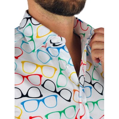 GIOVANNI PERA Koszula męska GP368 biała, kolorowe okulary | Sklep GriShop.eu | Koszule