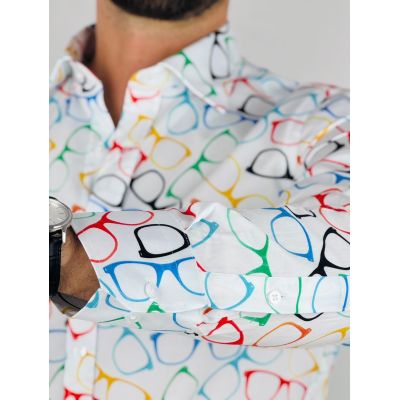 GIOVANNI PERA Koszula męska GP368 biała, kolorowe okulary | Sklep GriShop.eu | Koszule