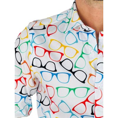 GIOVANNI PERA Koszula męska GP368 biała, kolorowe okulary | Sklep GriShop.eu | Koszule