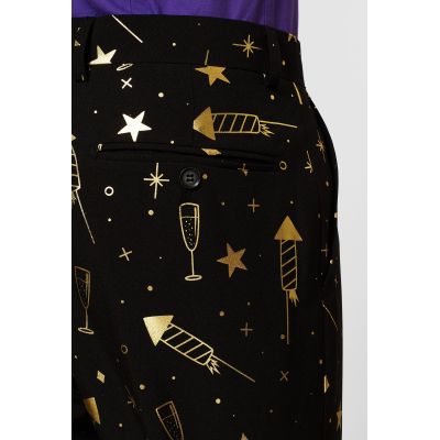 OPPOSUITS Garnitur męski z krawatem, czarno-złoty, imprezowy FANCY FIREWORKS kieliszki, gwiazdy | Sklep GriShop.eu | Garnitury