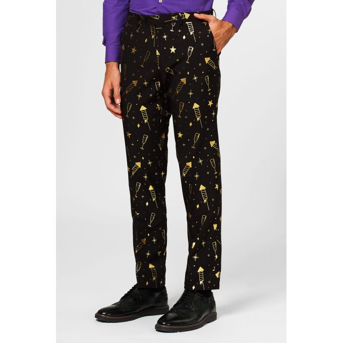OPPOSUITS Garnitur męski z krawatem, czarno-złoty, imprezowy FANCY FIREWORKS kieliszki, gwiazdy | Sklep GriShop.eu | Garnitury