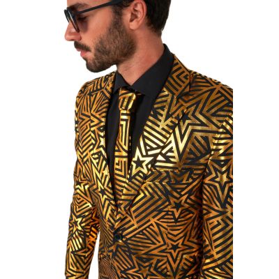 OPPOSUITS Garnitur męski z krawatem, złoto-czarny GOLDEN GEO STAR gwiazdy | Sklep GriShop.eu | Garnitury