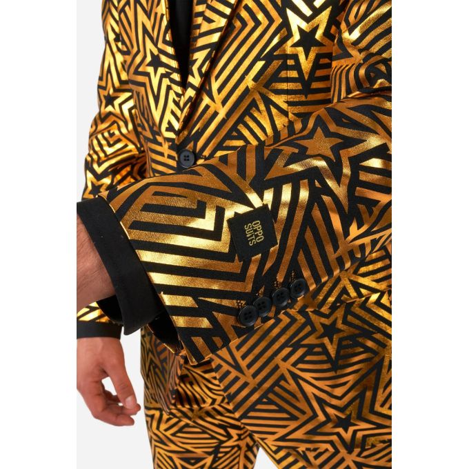 OPPOSUITS Garnitur męski z krawatem, złoto-czarny GOLDEN GEO STAR gwiazdy | Sklep GriShop.eu | Garnitury