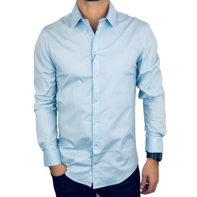 GIOVANNI PERA Koszula męska GP372 elastyczna SLIM błękitna, niebieska | Sklep GriShop.eu | Koszule